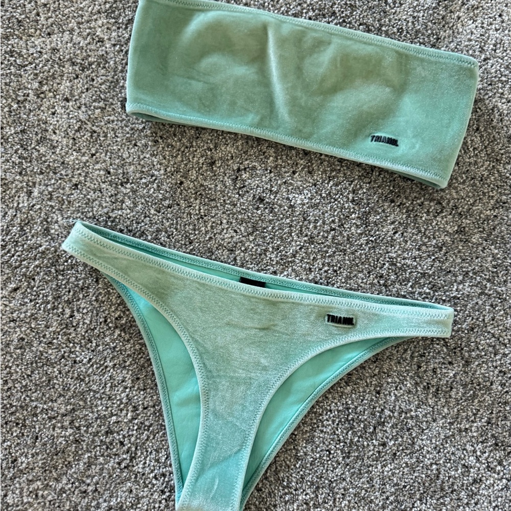 Teal Bandeau Triangl Swimsuit